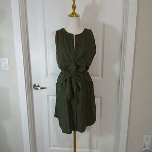 A.N.D. EAWY Belted Midi Dress Women’s Size S Green Sleeveless Casual Summer